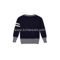 Boy's Knitted Contrast Color Arm Detailed School Cardigan